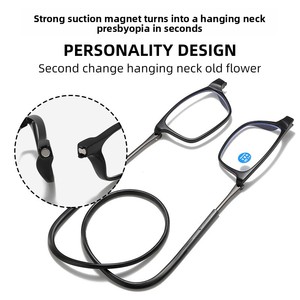 <span class=keywords><strong>Gafas</strong></span> de Lectura Magnéticas Portátiles Boch, Unisex, Estilo Cuadrado, Anti Luz Azul, para Rostros Grandes, Negro/Gris - Product Image 3