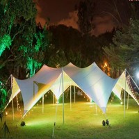 Gran oferta 2025, tiendas de campaña para exteriores de estilo libre, tiendas elásticas con revestimiento de PVC doble beduino para eventos, tela de alto peso de 700GSM