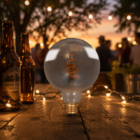 Ampoule LED à filament en stock, style Edison G125 E27 4W 180Lms 1800K, en aluminium et verre fumé, pour luminaires suspendus vintage pour lieux de fête