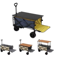 Chariot pliable multifonctionnel portable pour le camping avec plateau et roues tout-terrain pour les sorties en plein air, la plage et le shopping