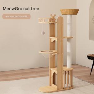 Arbre à chat en bois robuste et durable, style original, structure d'escalade intérieure à 4 niveaux, meuble de repos stable et sûr - Product Image 3