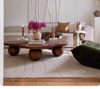 Table basse de style médiéval irrégulière, petite table basse en bois massif de noyer français, couleur noyer, table à thé pour salon