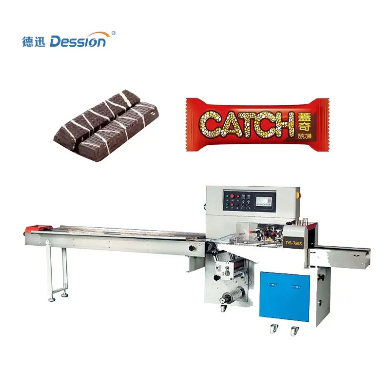 Dession küçük otomatik yastık tipi çikolata paketi paketleme makinesi satılık fabrika fiyat