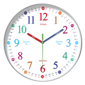 Bán buôn trẻ em giảng dạy phòng ngủ Đồng hồ treo tường 12 inch Nhựa im lặng thạch anh phong trào Vòng đồng hồ treo tường cho trẻ em - Product Image 5