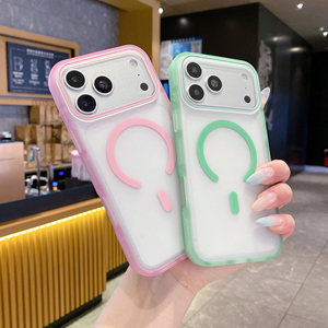 Funda Magnética Acrílica de Estilo Fresco para <span class=keywords><strong>iPhone</strong></span> 17, Carcasa Transparente con Tacto Suave y Protección Antigolpes, Marco de Color Personalizable - Product Image 4