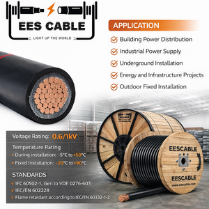 สายไฟทองแดง1แกน YJV 95mm2 120mm2 185mm2 240mm2 300mm2 630mm2แรงดันไฟฟ้าต่ำ0.6/1KV XLPE ฉนวนพีวีซี N2XY N2XH <span class=keywords><strong>NYY</strong></span> - Product Image 1