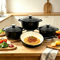 Nouvel ensemble de batterie de cuisine 7 pièces en fonte émaillée de haute qualité, comprenant un faitout, une cocotte et des casseroles
