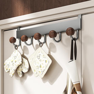 Crochets de porte en métal à forte adhérence avec poignées en bois, crochets de rangement multifonctionnels pour cuisine, installation sans perçage pour manteaux et plus - Product Image 2