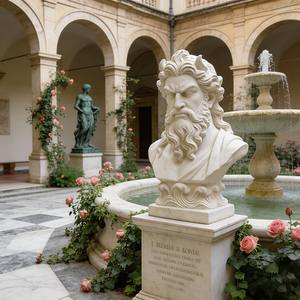 Busto de <span class=keywords><strong>Zeus</strong></span> con Efecto Mármol, Escultura Elegante Pintada a Mano en Resina para Fuente de Exterior, Pieza Decorativa - Product Image 1