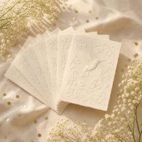 Invitations de mariage Colibris et vigne florale en relief, carte épaisse, personnalisées, luxe botanique, impression OEM en gros