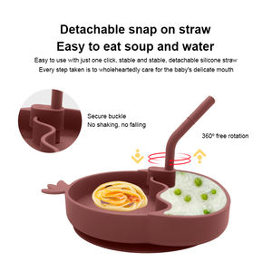 Vaisselle pour enfants sans Bpa vaisselle avec paille Assiettes et cuillères en silicone pour enfants animaux alimentation bébé ensemble de sevrage à LED - Product Image 3