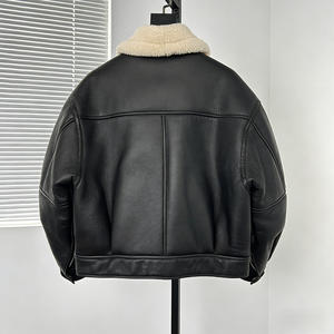 <span class=keywords><strong>Giacca</strong></span> in <span class=keywords><strong>Pelle</strong></span> Vintage da <span class=keywords><strong>Uomo</strong></span> Stile <span class=keywords><strong>Biker</strong></span> con Colletto in Montone Servizio OEM ODM - Product Image 2