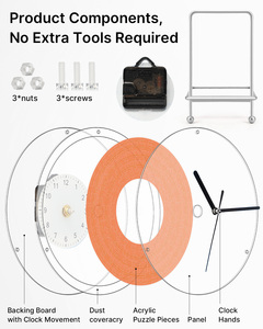 Reloj de acrílico tipo rompecabezas, color verde fresco, de 3 capas, transparente, con impresión UV, decoración de pared y mesa con soporte de hierro. - Product Image 6