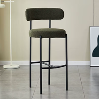 Chaise de bar haute de style moderne, élégante, en tissu, avec dossier haut et pieds en métal, vente en gros pour la maison, le bar, le centre commercial, la cuisine