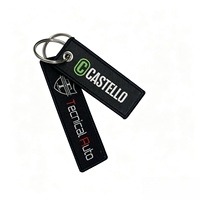Porte-clés brodé personnalisé sur mesure, double face, avec texte brodé, en tissu, patch tissé, étiquettes pour porte-clés