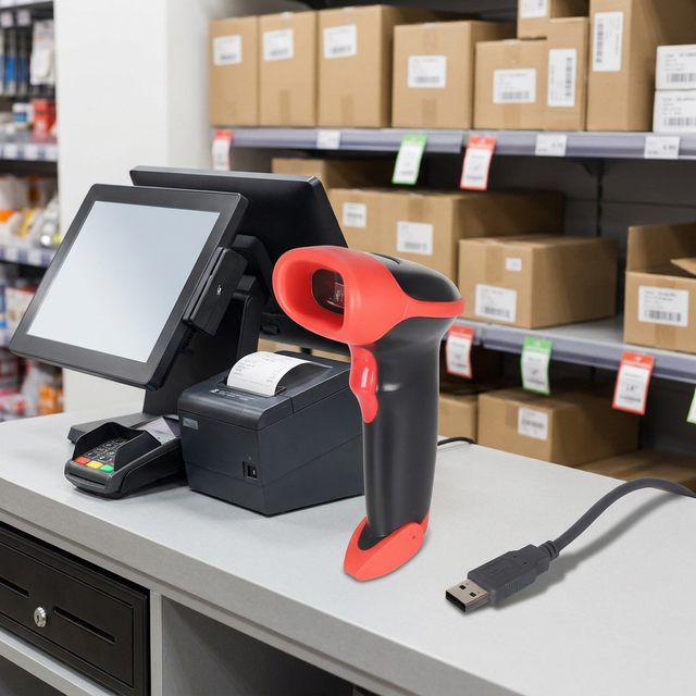 MJ2816 Barcode Scanner Handheld Wired CCD Barcode Reader USB Plug-and-Play High Performance Retail POS Barcode Reader