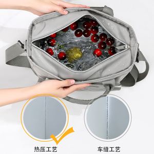 Beilian Insulated Lunch Bag Large Capacity Purple Keep Cool Office Outdoor Use Shoulder Bag - Product Image 2