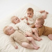 Vêtements pour bébé en coton personnalisés, combinaison à manches longues, barboteuse avec mitaines, pyjama doux pour nouveau-né, fabricant de vêtements de nuit écologiques pour nourrissons