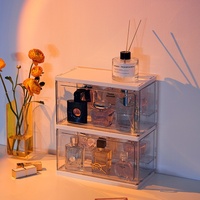 Boîte de rangement pour parfums grande capacité, anti-poussière, en plastique empilable, présentoir de luxe léger pour coiffeuse et étagère de bureau