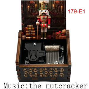 Boîte à <span class=keywords><strong>musique</strong></span> à manivelle en bois, <span class=keywords><strong>casse</strong></span>-<span class=keywords><strong>noisette</strong></span> antique, prête à être expédiée, artisanat pour filles, fils, parents, amis, cadeau de Noël - Product Image 2