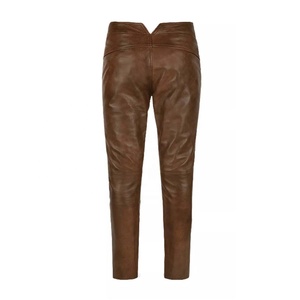 PIHA SPORTS Pantalon de motard pour homme en cuir véritable marron, coupe slim, coupe-vent, séchage rapide, style streetwear, hiver - Product Image 2
