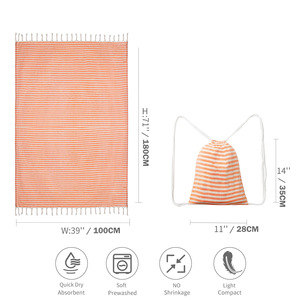 Telo Mare a Righe con Nappe e Zaino, Grande Formato per Adulti, Ricamabile, Ingrosso Fabbrica - Product Image 2