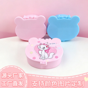 Pink Bear Shape Plastic Storage <b>Box</b> With <b>Mirror</b> Jewelry Organizer For Desk Use - Product Image 4