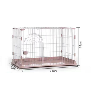 Pink Foldable Steel Wire Pet Cage for Small Animals Indoor Use Stainless steel supplier for pets - Product Image 1