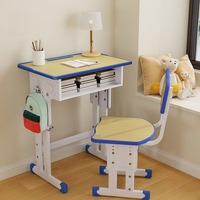Ensemble bureau et chaise réglables pour étudiants, structure métallique ergonomique avec rangement et crochet pour sac, idéal pour l'école, les études à domicile et les centres de formation