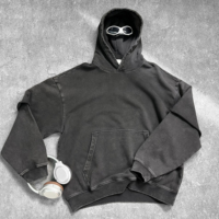 Sudadera con capucha extragrande de algodón 100% tejido lavado con cremallera, diseño estampado con bordado 3D, ecológica, para hombre, otoño-invierno, venta al por mayor 430G