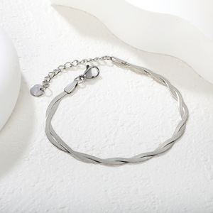 Pulsera de Cadena de Doble Capa con Diseño Geométrico, Chapada en Oro de 18k, Acero Inoxidable, Joyería de Moda Unisex - Product Image 3