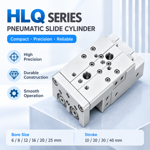 Cylindre pneumatique à glissière série HLQ, haute précision, compact, guidé, avec guide linéaire HLQ6 HLQ8 HLQ12 HLQ16 HLQ20 HLQ25 - Product Image 3