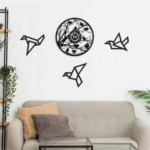 <span class=keywords><strong>Horloge</strong></span> murale créative en métal, oiseau noir silencieux, grande <span class=keywords><strong>horloge</strong></span>, art mural en métal - Product Image 3