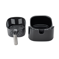 Bouton rotatif 5.5L 1450W Friteuse à air chaud sans huile Panier croustillant rapide Minuterie de nettoyage facile Cadran de température Cuisson silencieuse Noir Friteuse à air saine