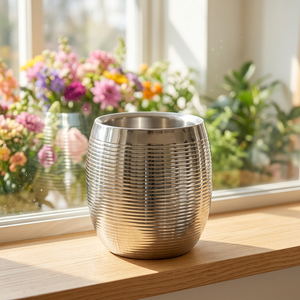 Seau à vin isotherme en acier inoxydable durable, finition brossée élégante, conception anti-condensation, motif floral classique, 3L - Product Image 4