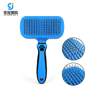Peigne démêlant portable et autonettoyant pour animaux de compagnie (chiens, chats, lapins) en ABS, acier inoxydable et plastique TPR – Outil de toilettage sûr - Product Image 1