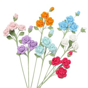 Fleurs artificielles éternelles en crochet faites <span class=keywords><strong>à</strong></span> <span class=keywords><strong>la</strong></span> main, motif <span class=keywords><strong>neige</strong></span> et cinq roses, pour petite amie, pour usage extérieur - Product Image 5