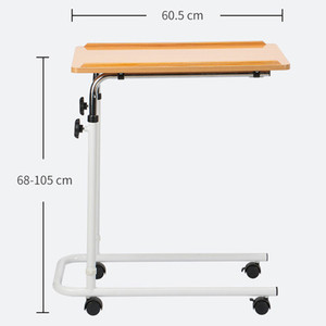 Adjustable Bedside <b>Table</b> 60.5 Cm Width With <b>Wheels</b> Hospital <b>Table</b> - Product Image 2