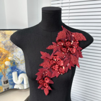 Vente en gros 3D Fleur Patch Broderie à la main Dentelle Perlée Sequin Applique pour Performance Robe Vêtements Accessoires