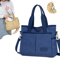 Sac fourre-tout décontracté pour femme de grande capacité, style coréen, en toile, avec fermeture ouverte, doublure en cuir véritable, sangle chaîne de luxe