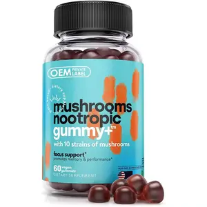 Booster cérébral de marque privée OEM Gummy Focus Memory Améliorer la concentration Suppléments de santé aux champignons Gummies nootropiques