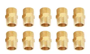 1/4 BSP To 1/4 BSP External Thread Brass Pipe Hex Nipple Fitting Quick Adapter