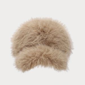 Gorro de Béisbol de Invierno para Mujer, Color Sólido, Grueso, Imitación de Piel de Zorro, Cálido, de Felpa, a la Moda - Product Image 5