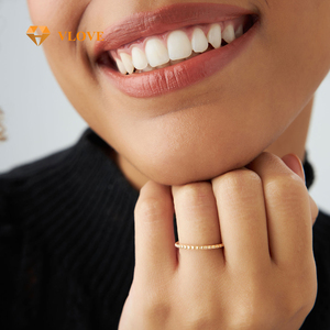 Anillo <span class=keywords><strong>de</strong></span> Bodas <span class=keywords><strong>de</strong></span> Oro Sólido <span class=keywords><strong>de</strong></span> 14K con Cuentas para Pareja, Anillo Simple Apilable para Compromiso y Regalo <span class=keywords><strong>de</strong></span> Aniversario - Product Image 4