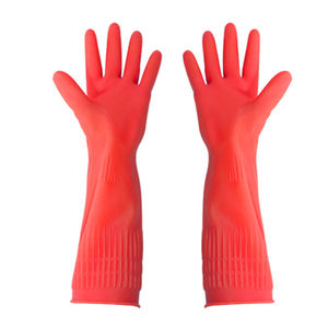 أحمر 38 من اللاتكس السميك 15 بوصة لون طبيعي مريح لتنظيف المطبخ بأكمام طويلة - Product Image 1