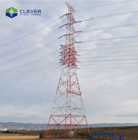 Torre de Transmisión de Energía de Alta Tensión de 45 Metros, Autoportante, de Acero Q345B, con Estructura de Celosía de 4 Patas, Galvanizada en Caliente, para Aviación