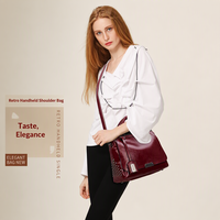 Tas Tote Karamel Elegan Wanita dengan Pegangan Atas, Resleting, Tali Selempang Lepas Pasang, Tas Retro untuk Perjalanan dan Belanja