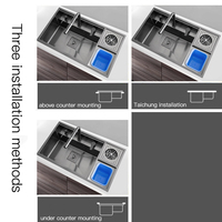Évier de cuisine moderne multifonctionnel en acier inoxydable nano Sus304 avec robinet pliable et machine à laver les tasses