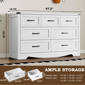 Cómoda de 7 Cajones para Dormitorio, Moderna Cómoda de Madera con Tiradores Metálicos, Diseño Anti-Vuelco - Product Image 6