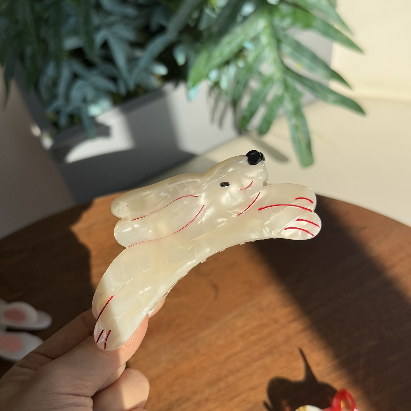 Milk white leaping bunny